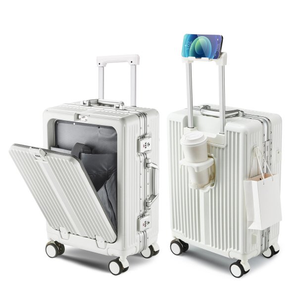 SOKOK Stylish Aluminum Frame Trolley Case with Front Opening Design 20 inch