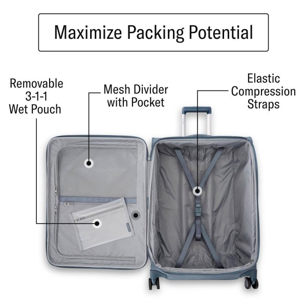 Travel Suitcase Expandable Lightweight Softside Trolley Carry-On Luggage with Wheels