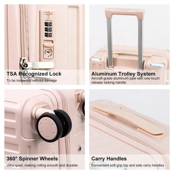 Travel Luggage Bags Cases Women Pink Suitcase Set