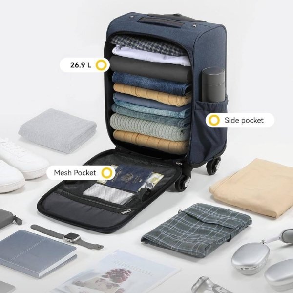 Wholesale Soft Sided Rolling Travel Luggage 16 Inch