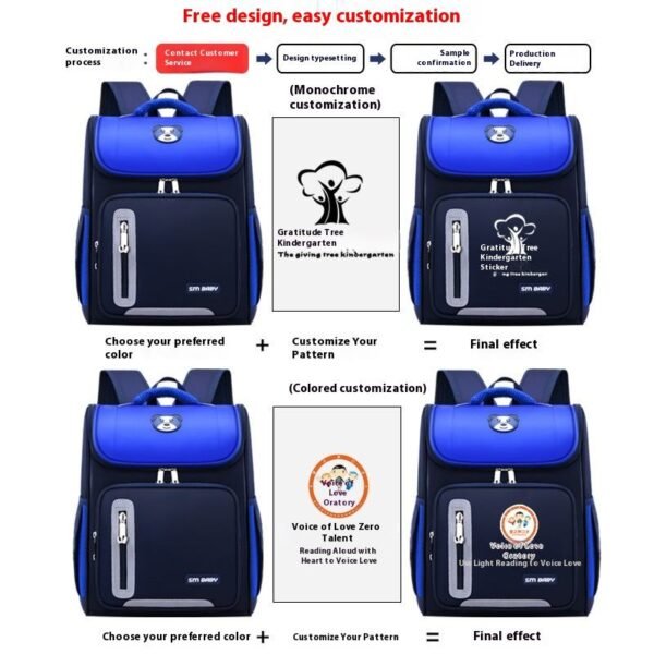 Reflective Spine-Protection Schoolbag for Grades 1–6 – Boys & Girls